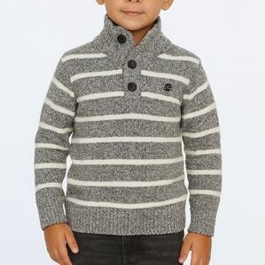 IZOD Boys Black/White Striped Sweater Size 8 (S)Classic Preppycore Knit Pullover